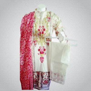 Pakistani Indian Women 3 Pieces Embroidered Cotton Lawn Dress