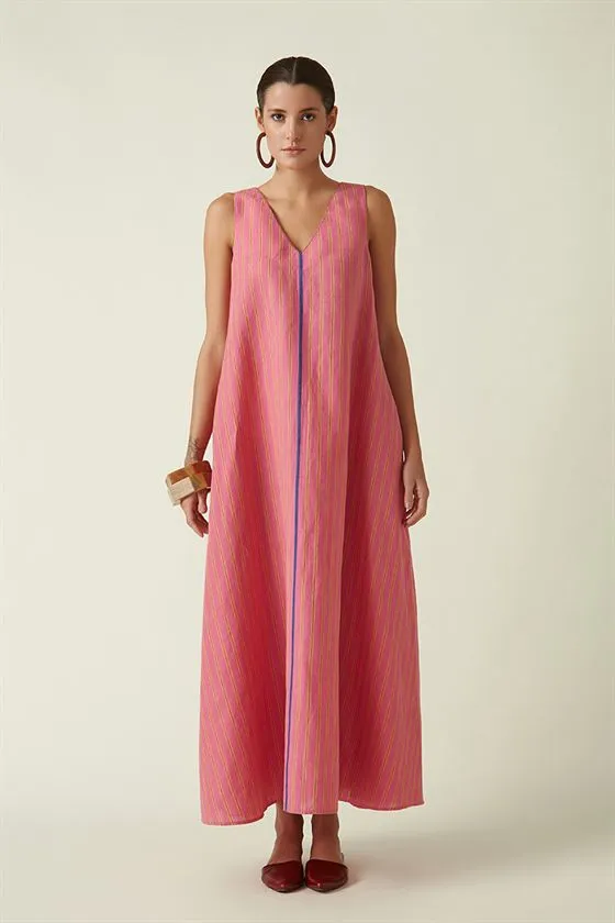 Payal Pratap   I   Kensington Lyrina Sleeveless Dress Linen Pink Transition Edit 4T-14A