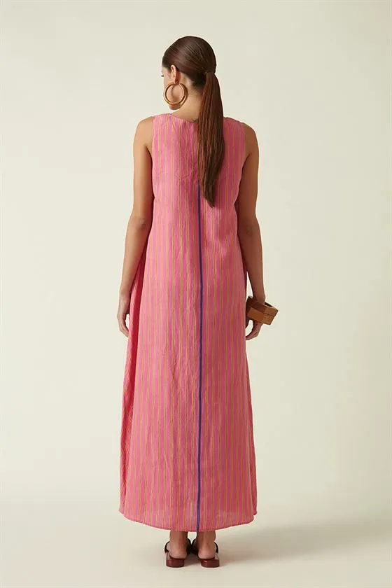 Payal Pratap   I   Kensington Lyrina Sleeveless Dress Linen Pink Transition Edit 4T-14A