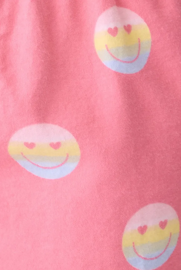 PJ Salvage Flannel Pyjamas Keep on Smiling Hot Pink