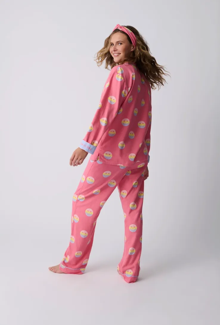 PJ Salvage Flannel Pyjamas Keep on Smiling Hot Pink