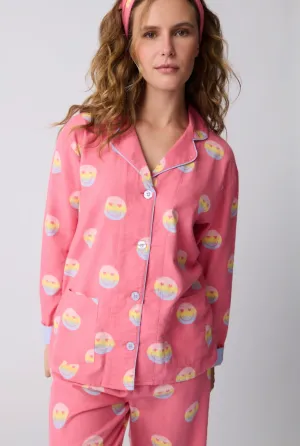 PJ Salvage Flannel Pyjamas Keep on Smiling Hot Pink