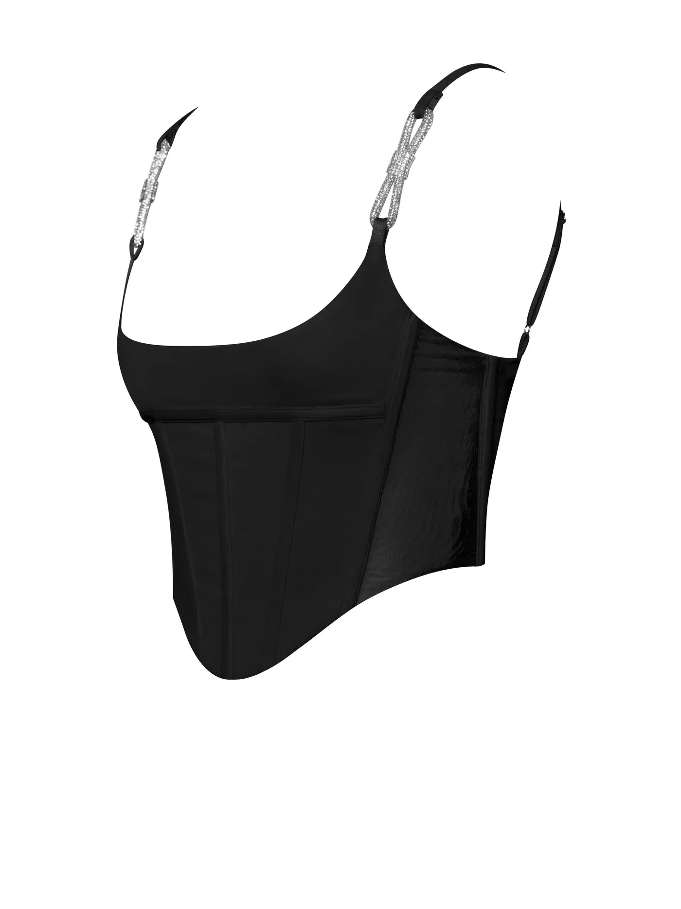 PRE-ORDERS Fulani Crystal Strap Corset Top x Black