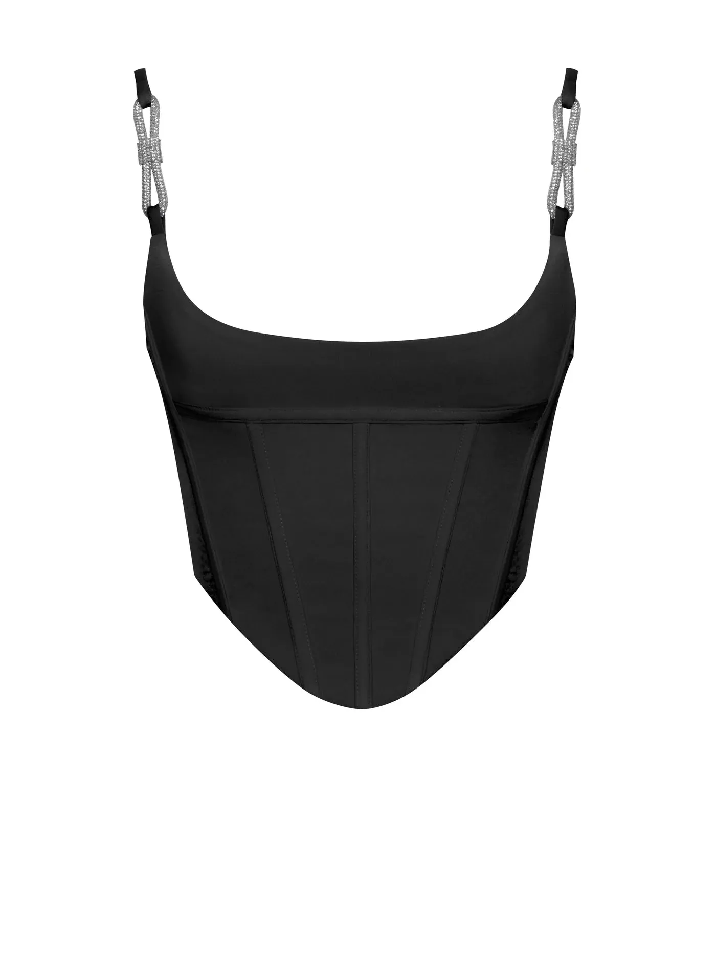PRE-ORDERS Fulani Crystal Strap Corset Top x Black