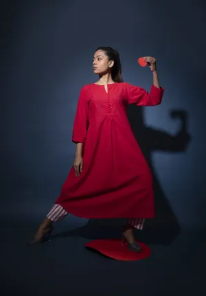 Red A-Line Kurta