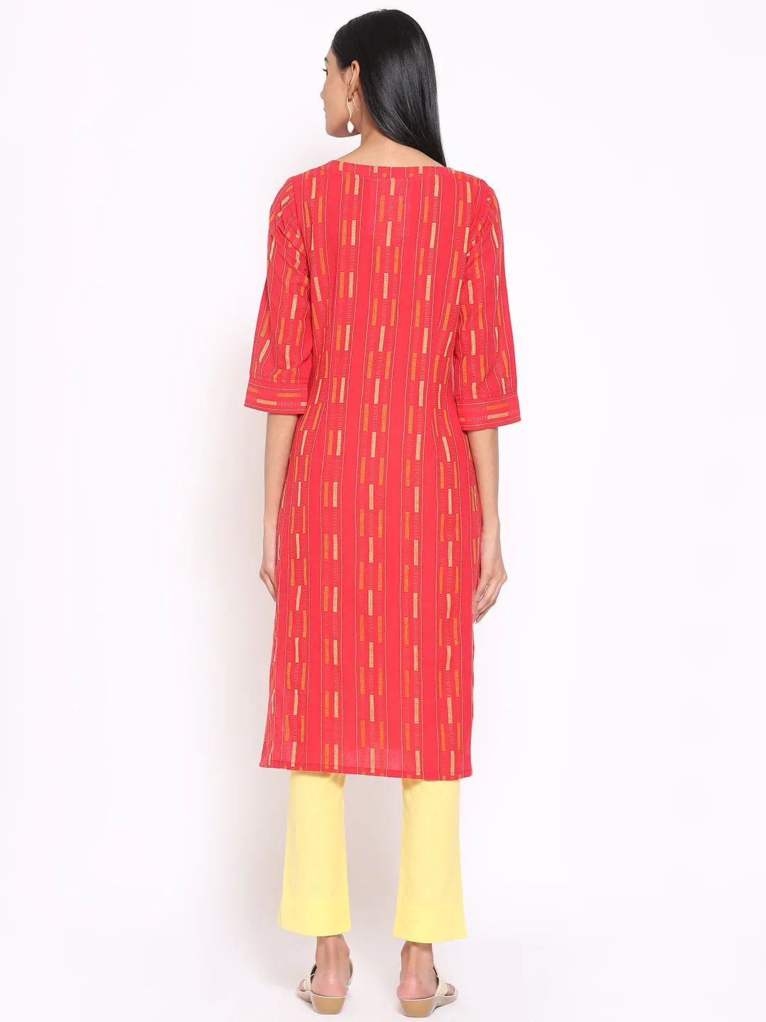 Red Cotton kurta & Trousers Set