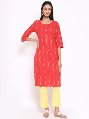 Red Cotton kurta & Trousers Set