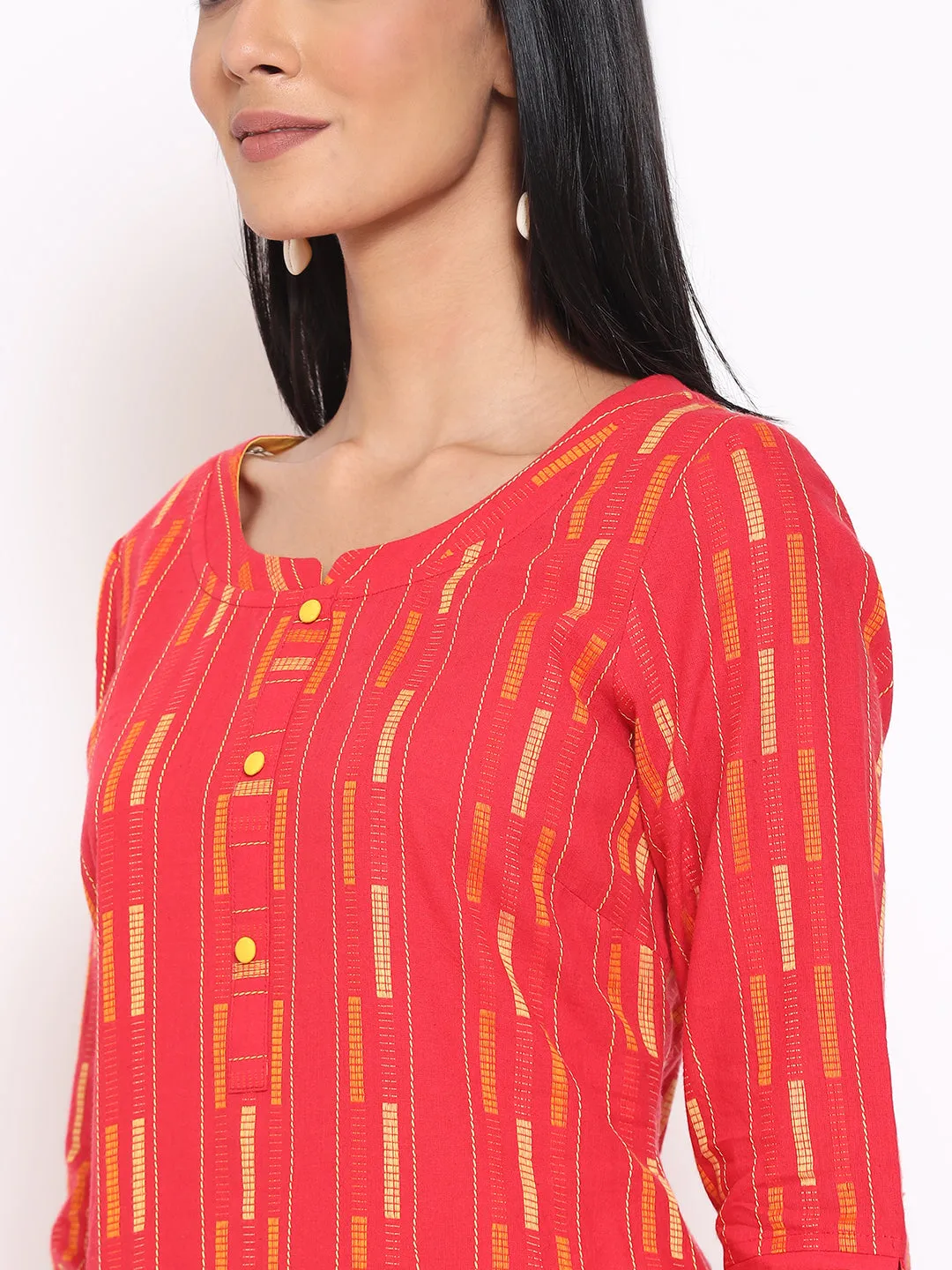 Red Cotton kurta & Trousers Set