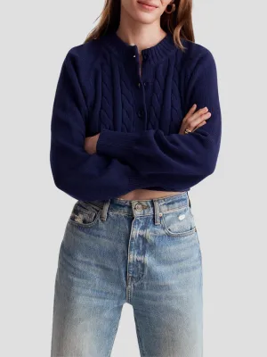 Rita Cotton Cable Knit in Navy
