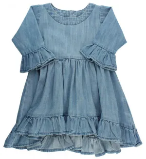 RuffleButts Denim Hi Lo Ruffle Tunic