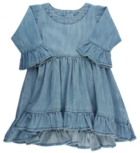 RuffleButts Denim Hi Lo Ruffle Tunic