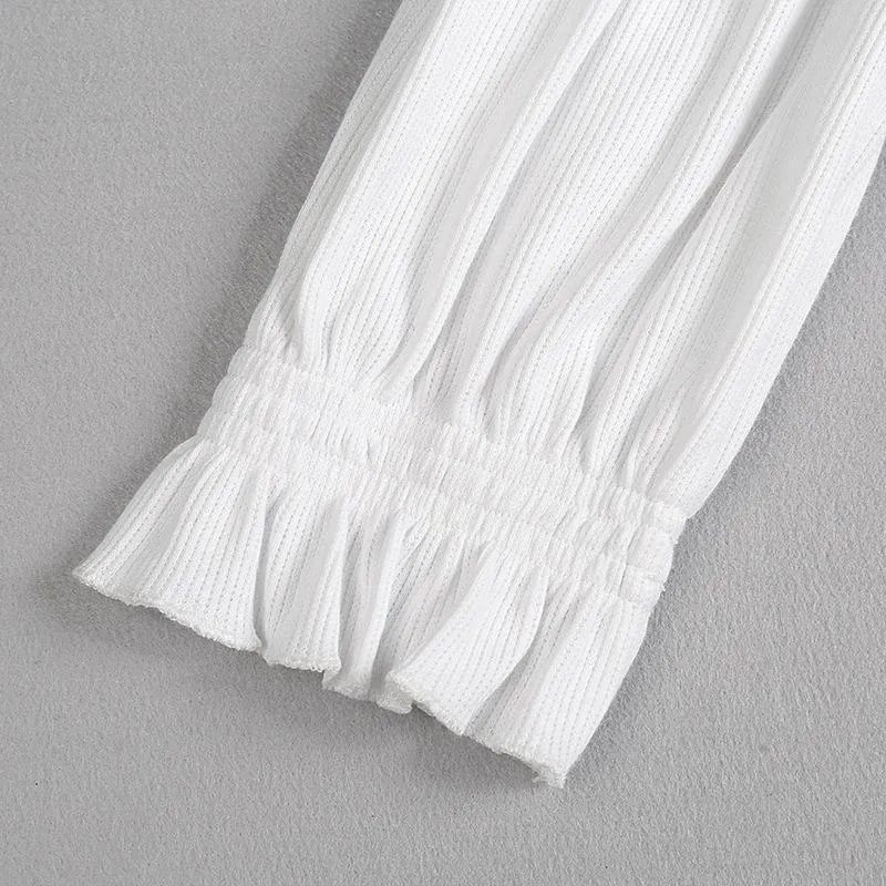 Ruffled Half Sleeve Crop Off-Shoulder