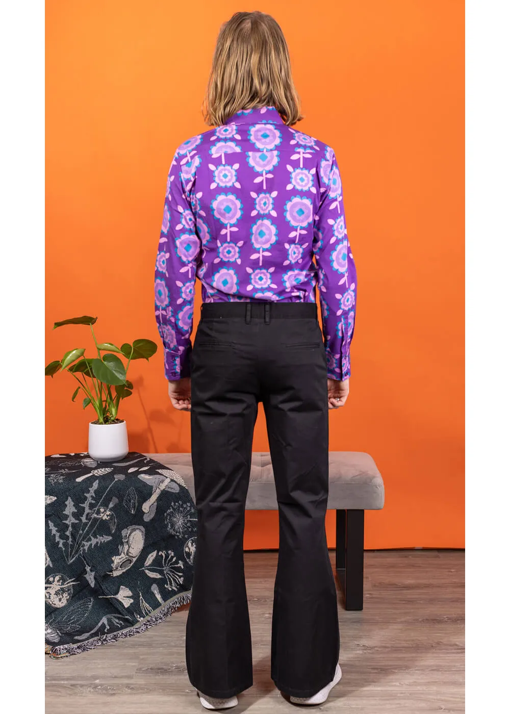 Run &amp; Fly Men's Presley 70's Flare Bell Bottom Pants Black