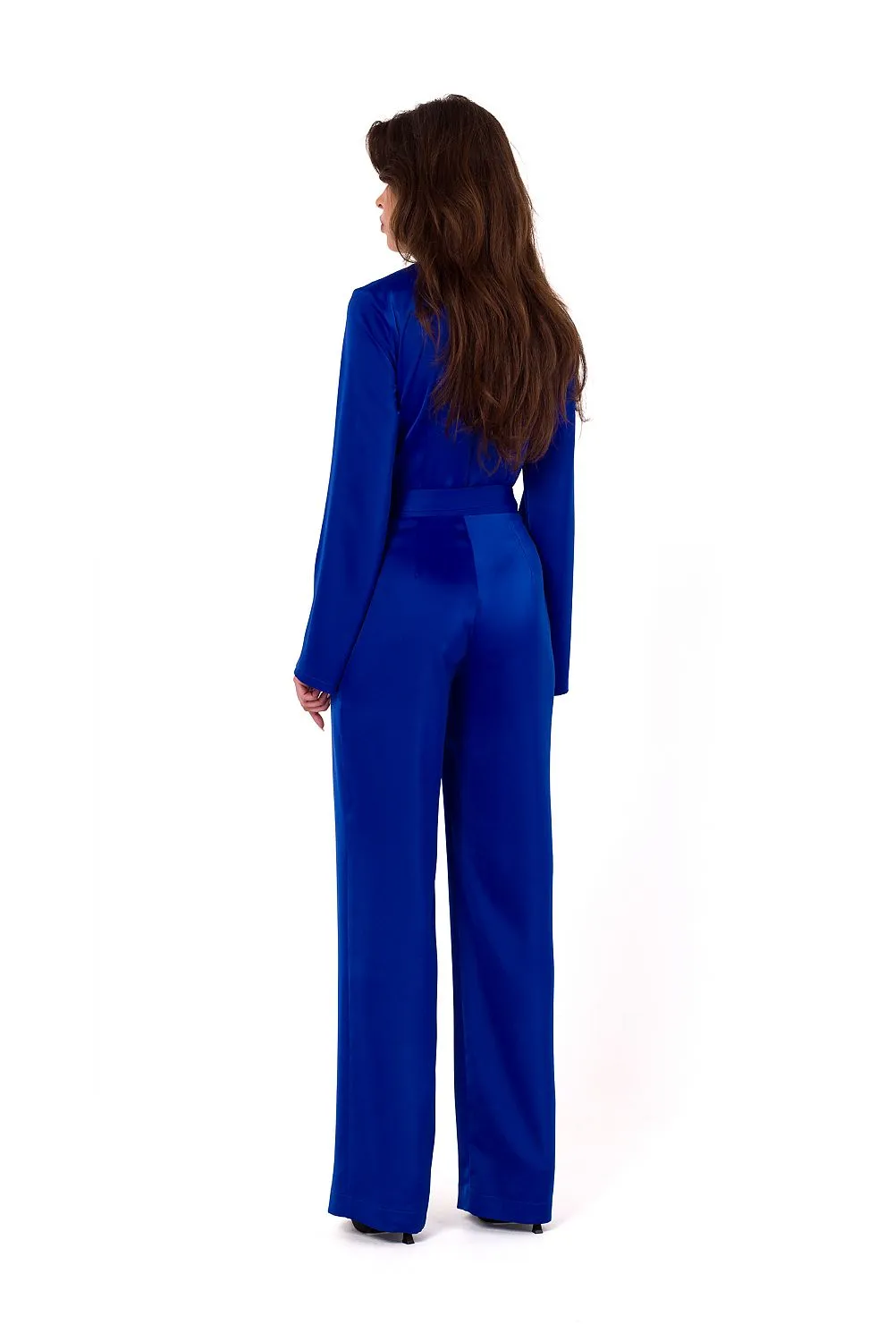 Satin V-Neck Wide-Sleeve Jumpsuit