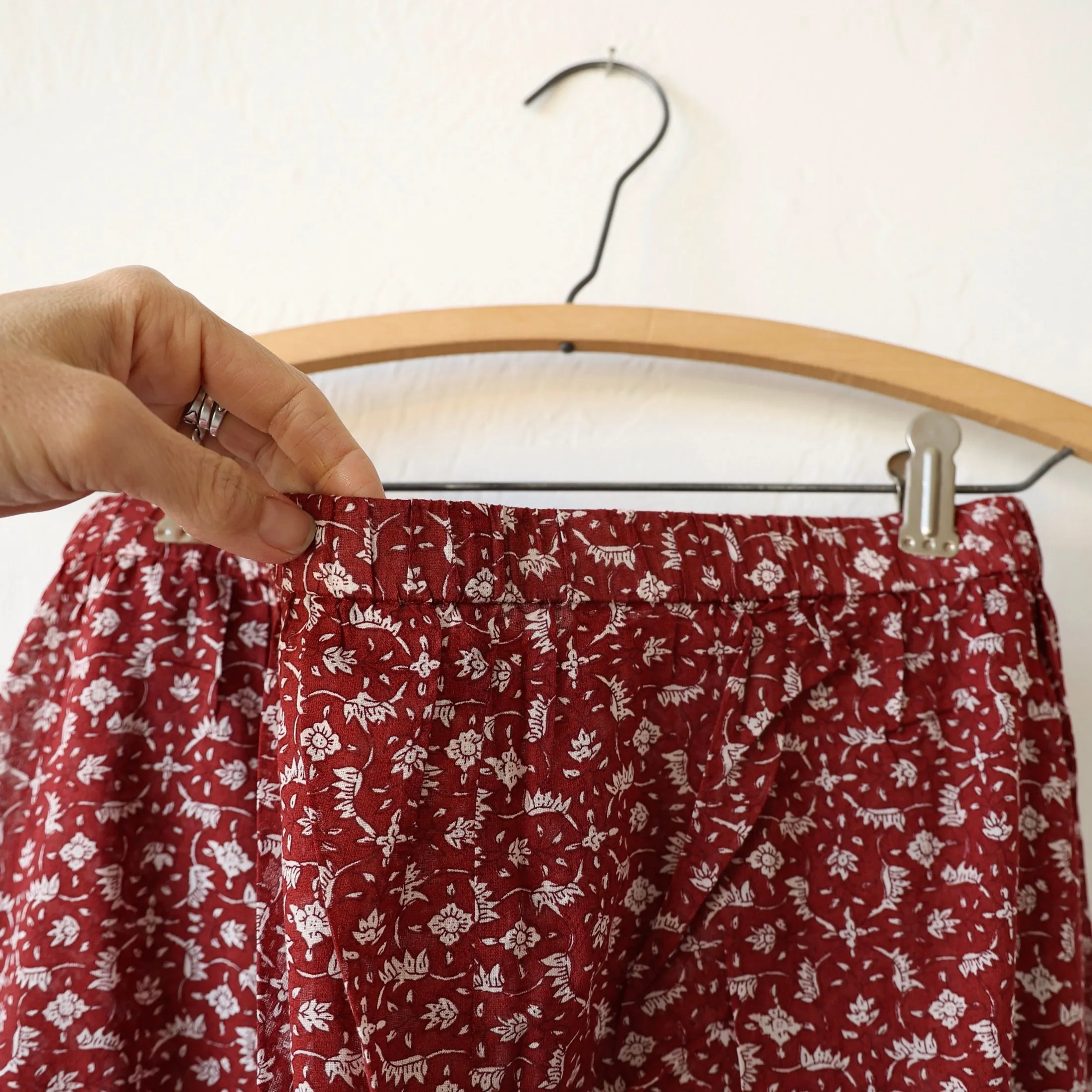 Scarlette Hand Printed Pajamas - Red Floral