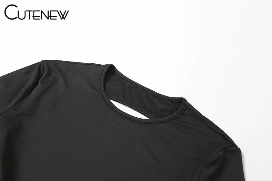 Sexy Backless Bodycon Flare Leg Jumpsuit Casual Slim Long Sleeve O-Neck Playsuit