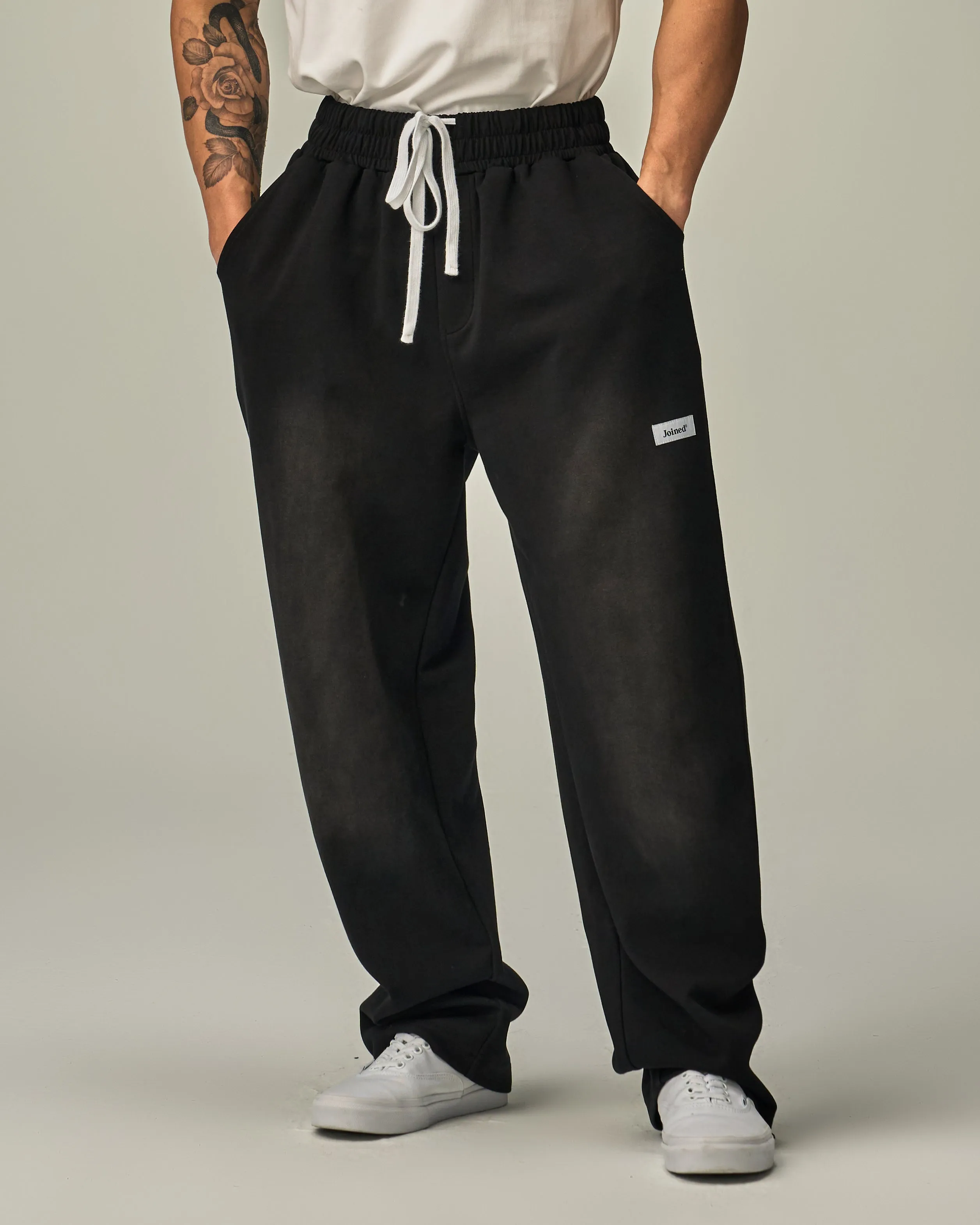 Side-Zip Straight Wide Pants