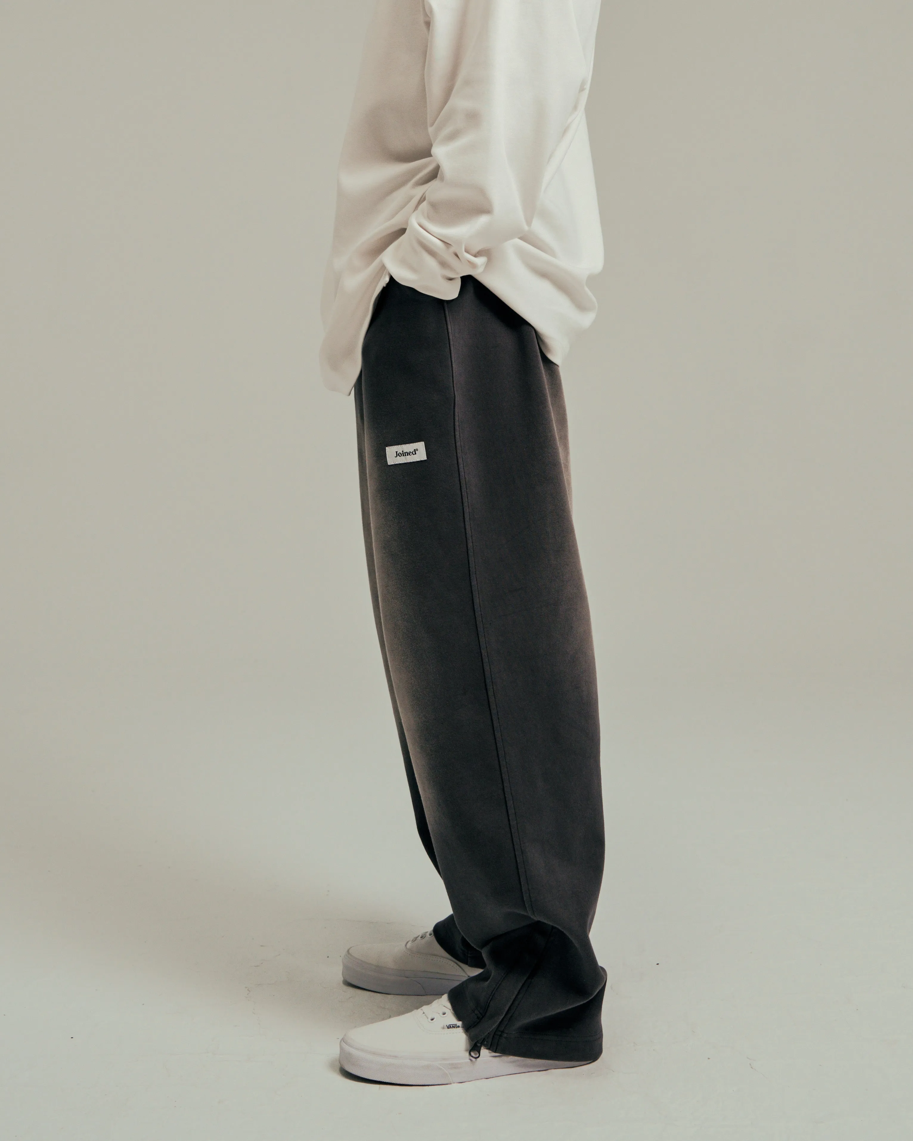 Side-Zip Straight Wide Pants