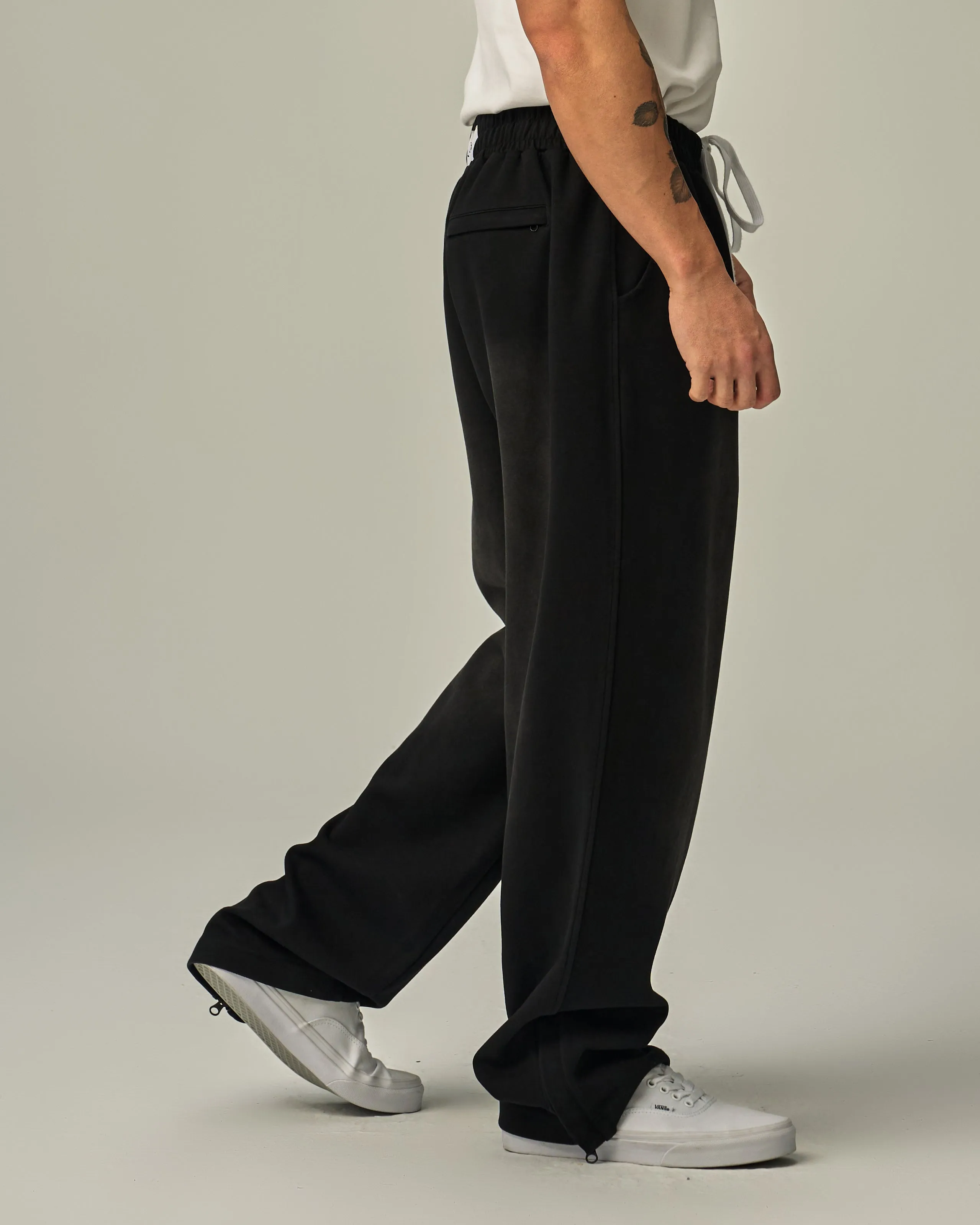 Side-Zip Straight Wide Pants