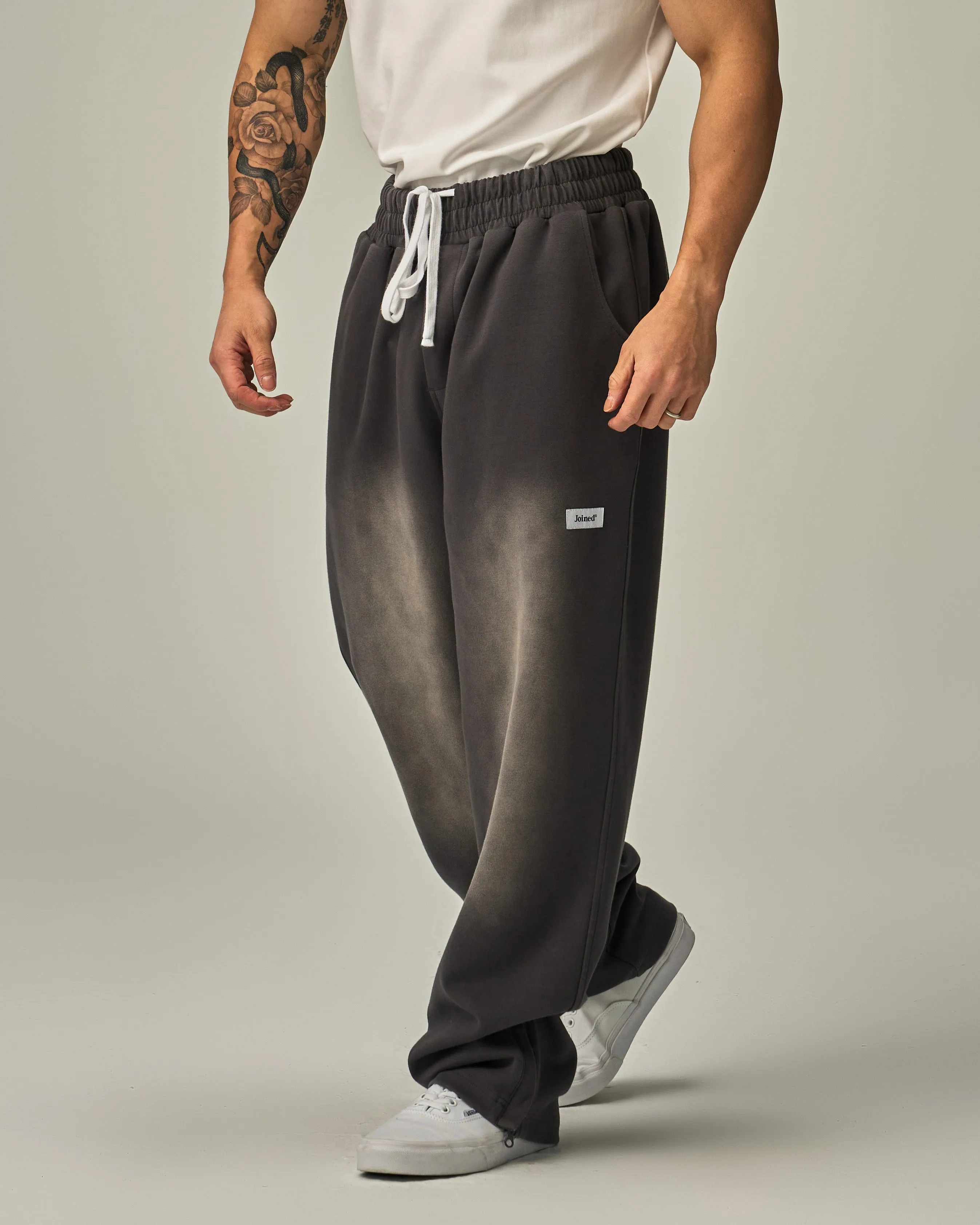Side-Zip Straight Wide Pants