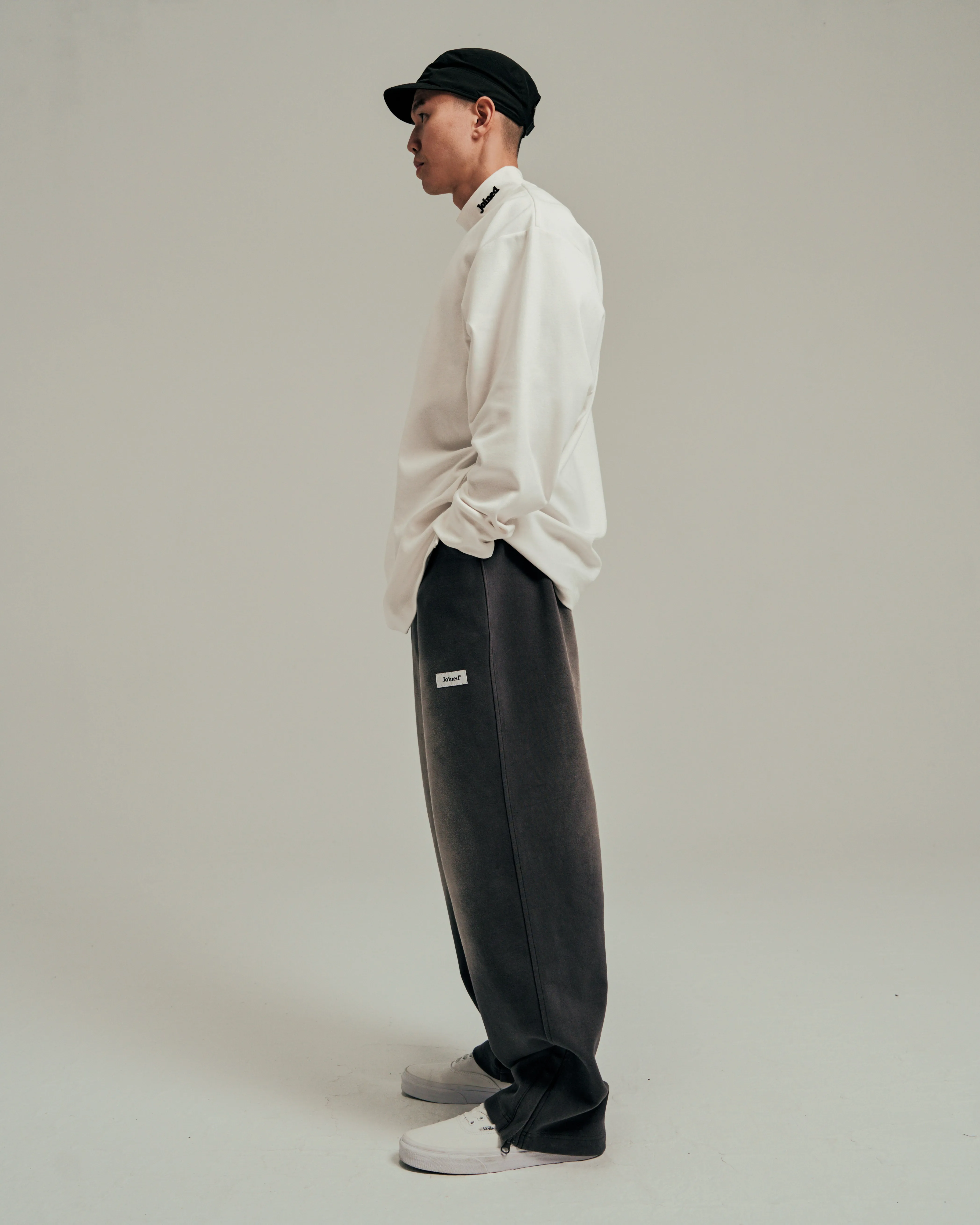 Side-Zip Straight Wide Pants