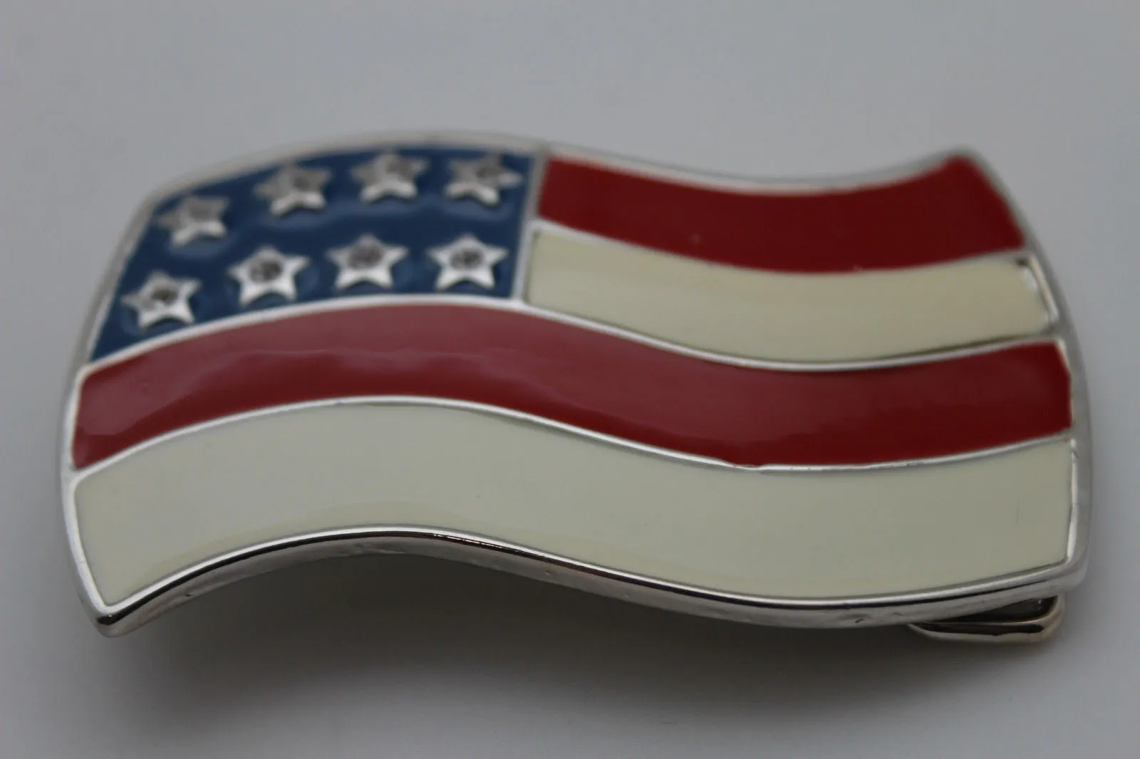 Silver Metal 3D USA Flag United States Belt Buckle Men Cowboy Western