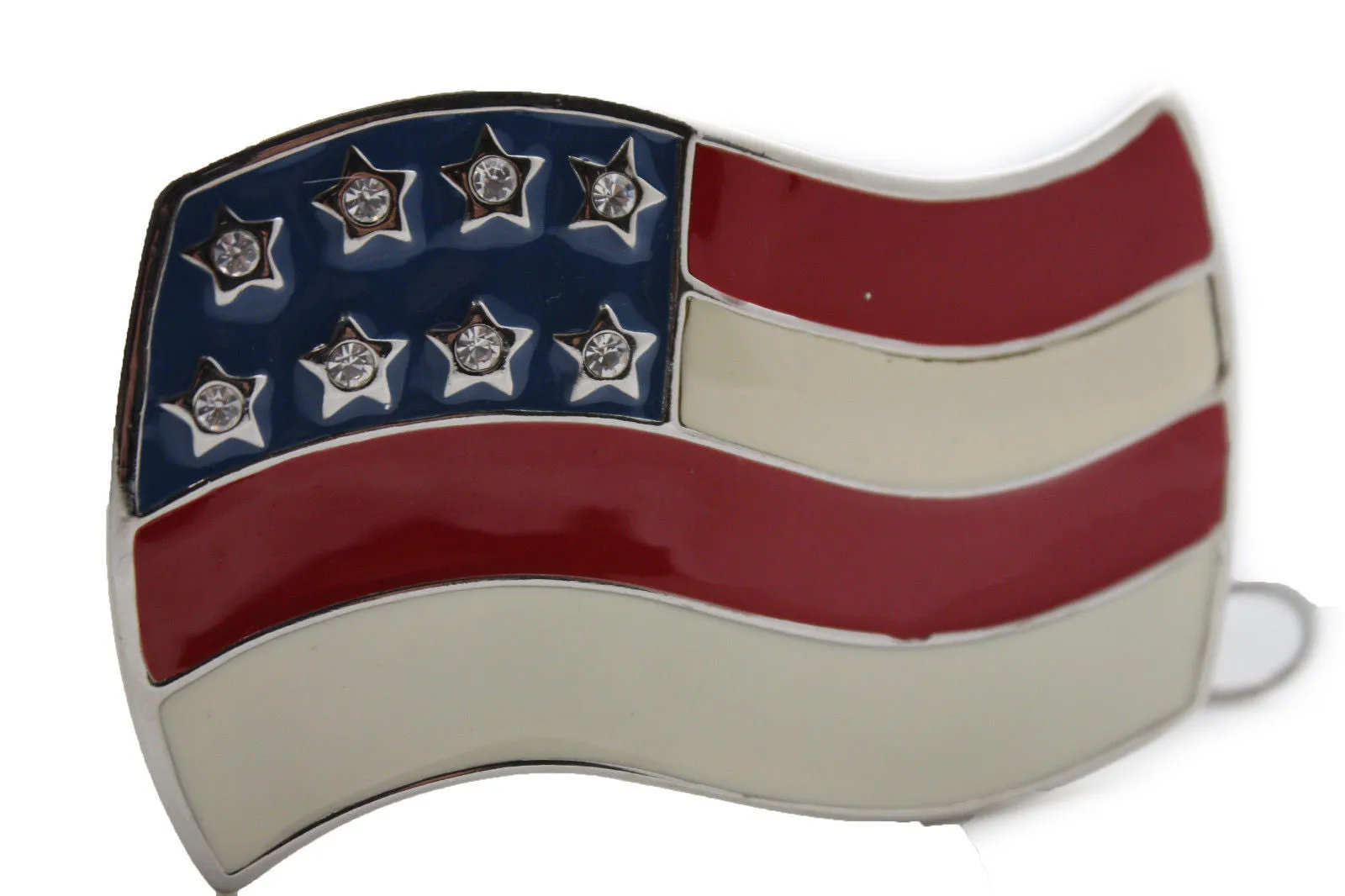 Silver Metal 3D USA Flag United States Belt Buckle Men Cowboy Western