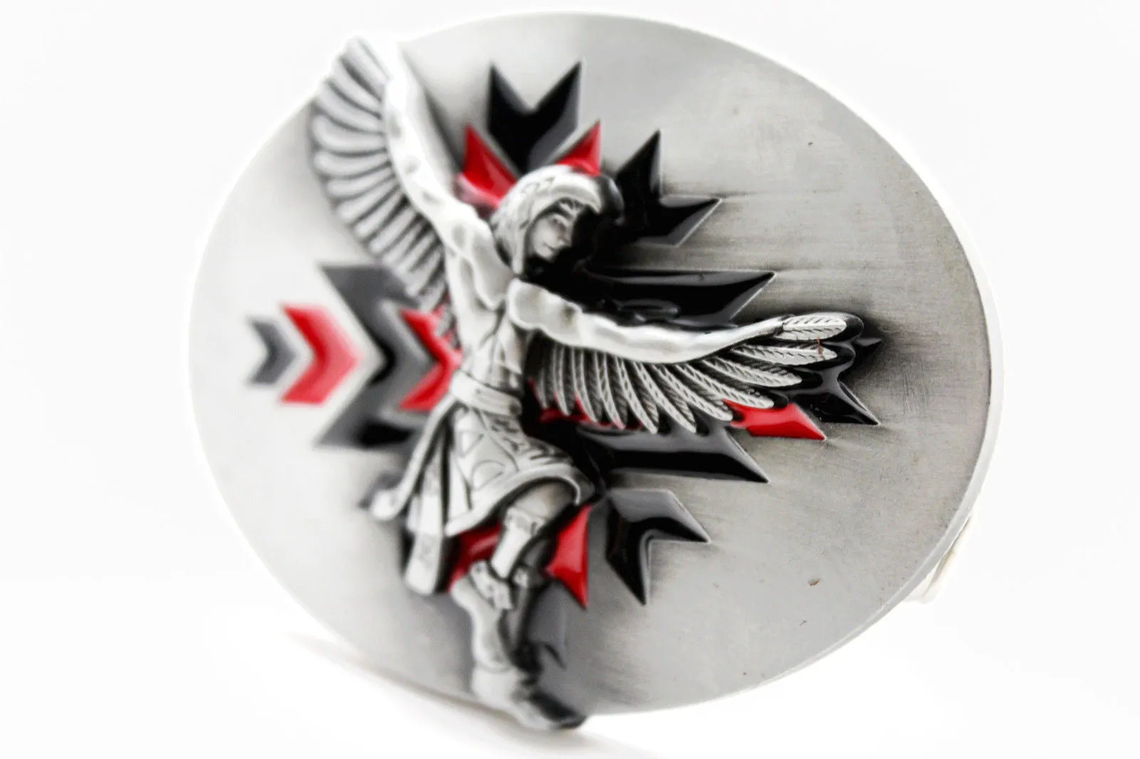 Silver Metal Native American Indian Dance Warrior Oval Belt Buckle Men Accessories