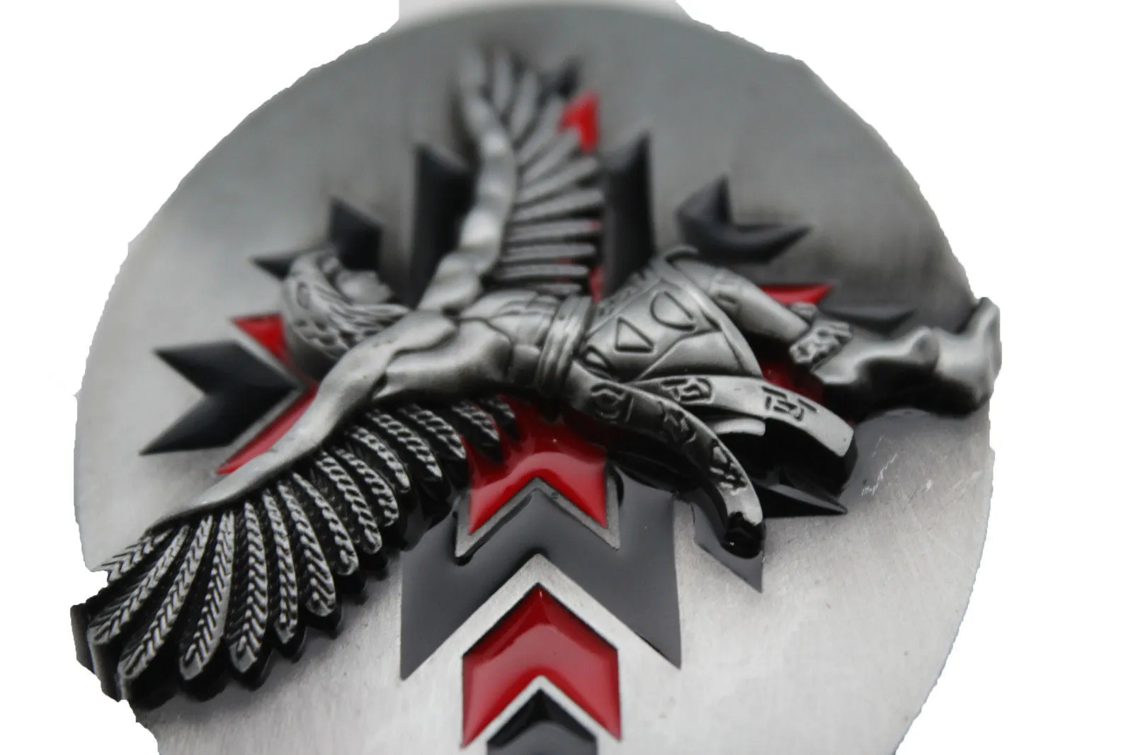 Silver Metal Native American Indian Dance Warrior Oval Belt Buckle Men Accessories