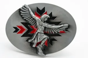 Silver Metal Native American Indian Dance Warrior Oval Belt Buckle Men Accessories