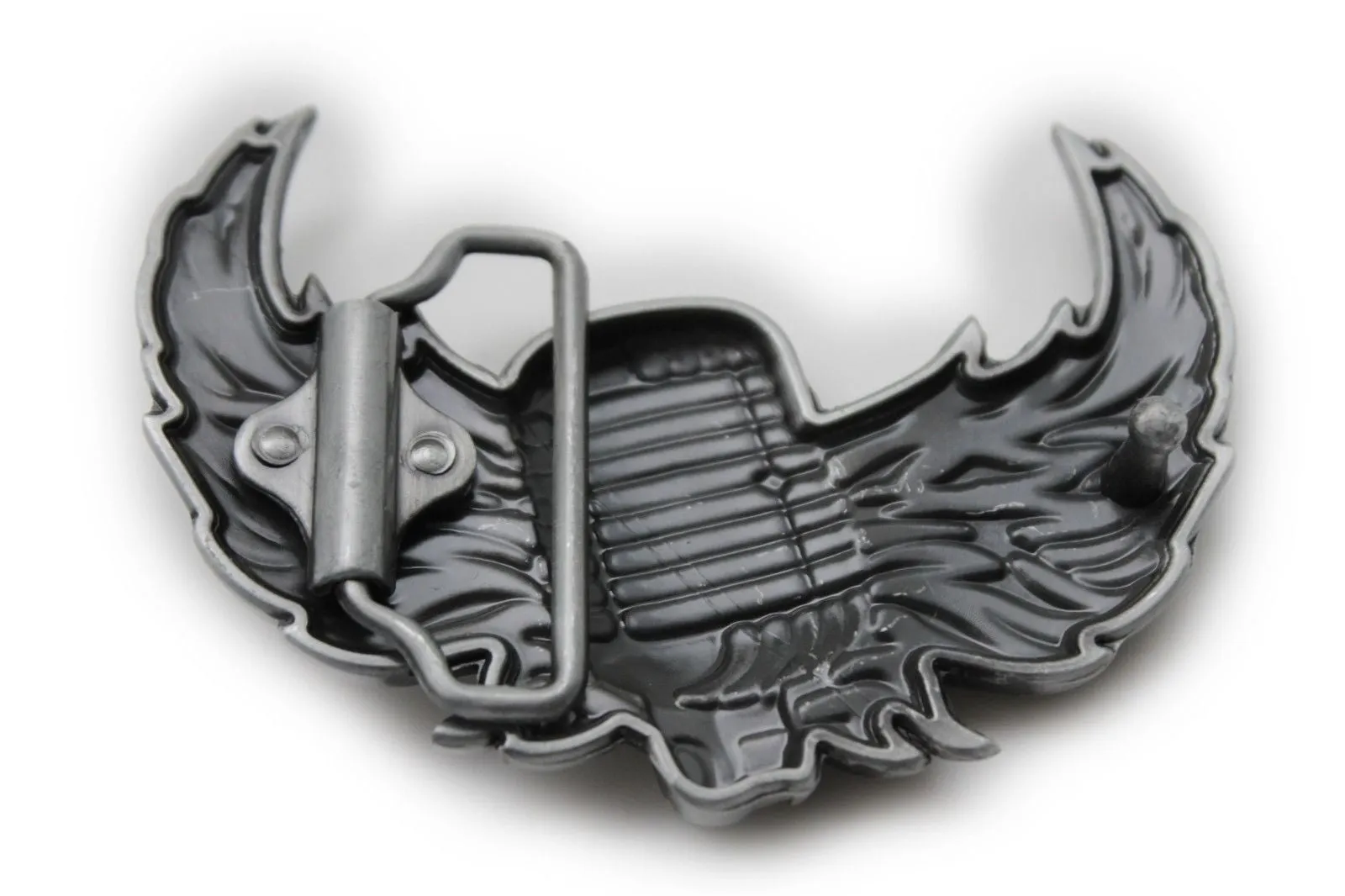 Silver Metal Radio Music Microphone Fire Wings Belt Buckle Men Accessories