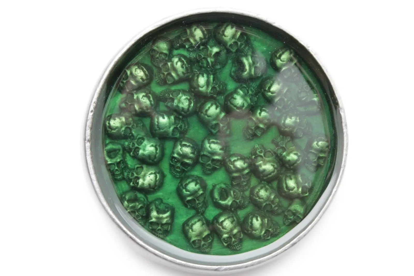 Silver Metal Round Belt Buckle Skeleton Skulls Gothic Green Brown Men Halloween Punk Accessories