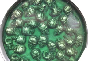 Silver Metal Round Belt Buckle Skeleton Skulls Gothic Green Brown Men Halloween Punk Accessories