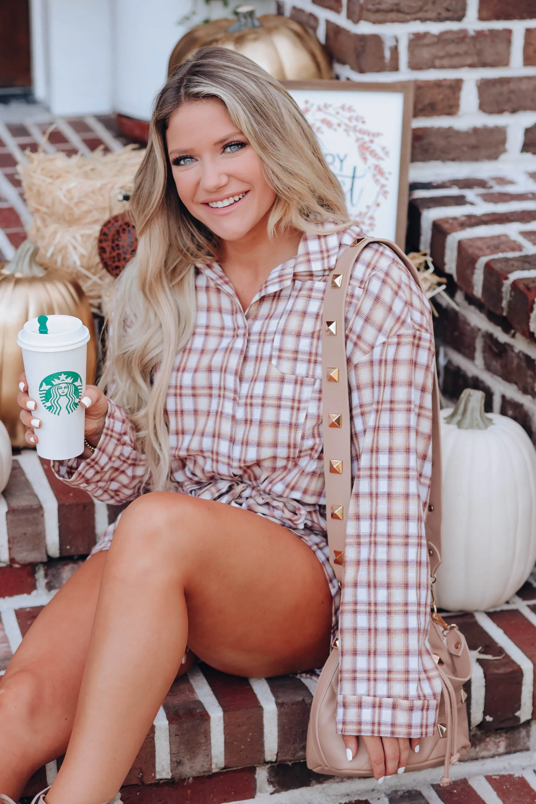 Simple Life Plaid Pocketed Romper - Burgundy