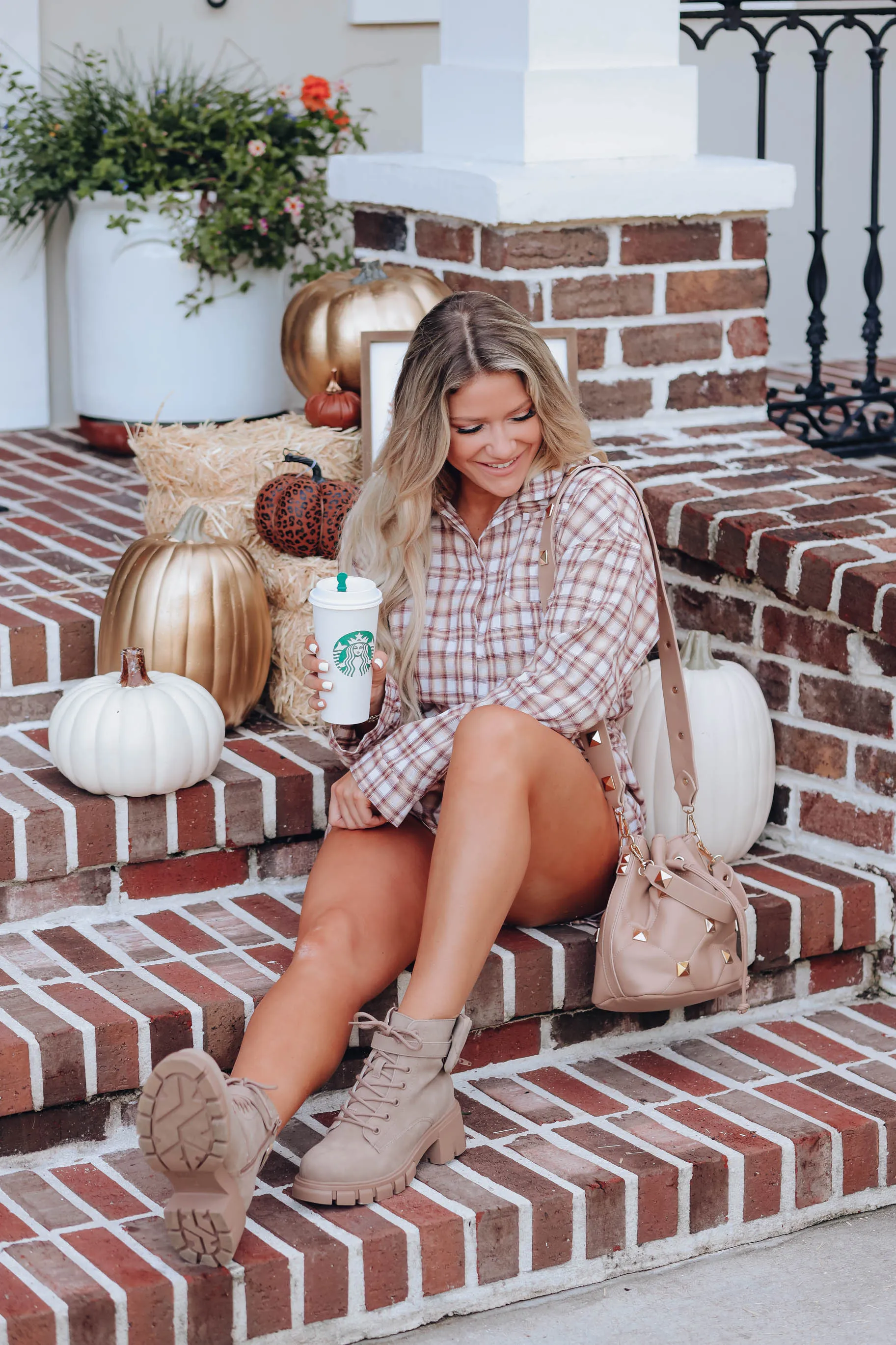 Simple Life Plaid Pocketed Romper - Burgundy