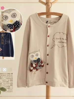 sleepy owl decorative cardigan
