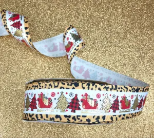 Sleigh All Day Coordinate - Leopard - USDR Ribbon 1.5 Inch