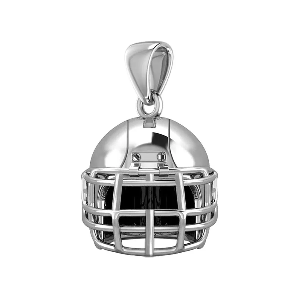 Small 925 Sterling Silver 3D Football Helmet Pendant Necklace, 16.5mm