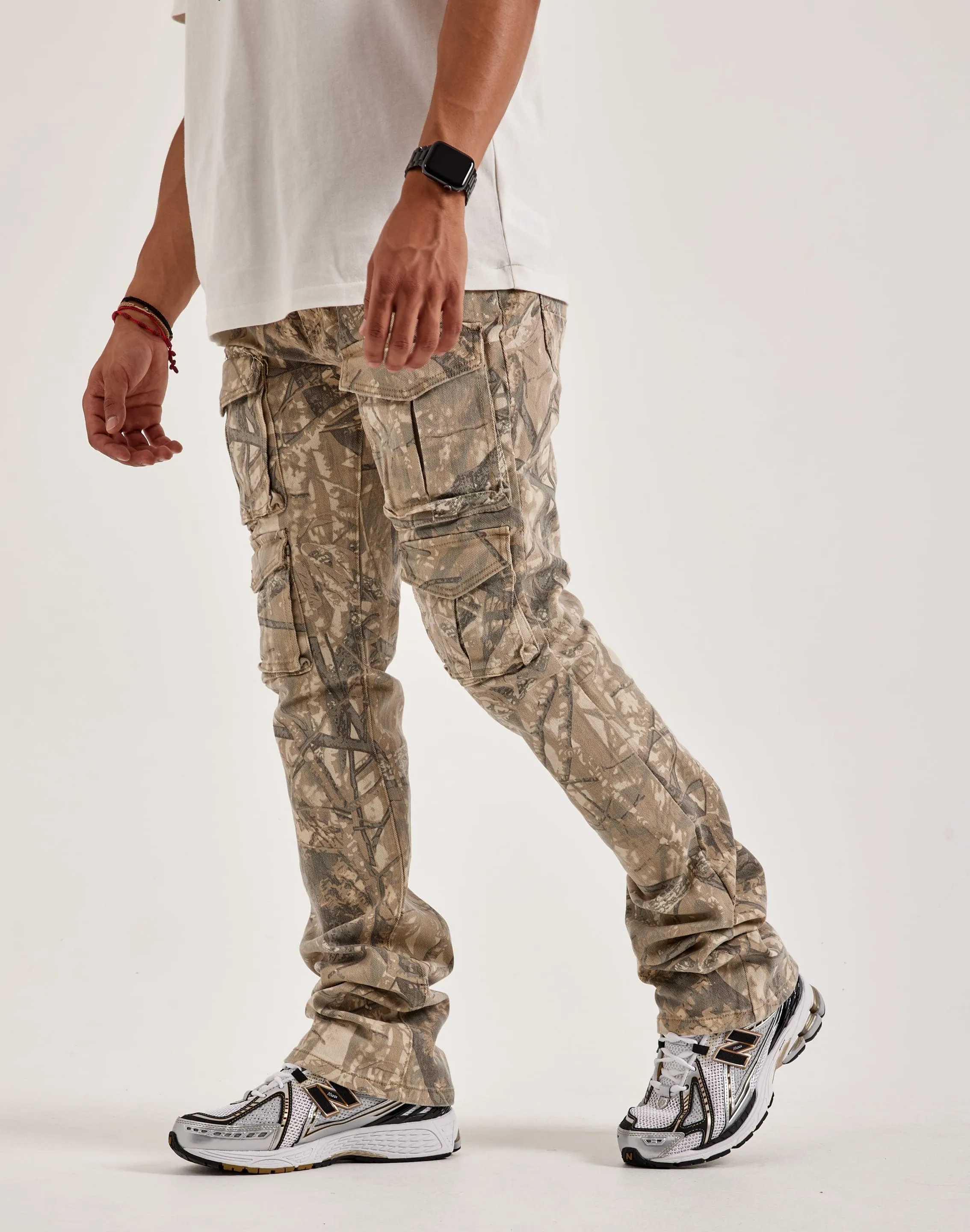 Smoke Rise Utility Stacked Flared Cargo Pants