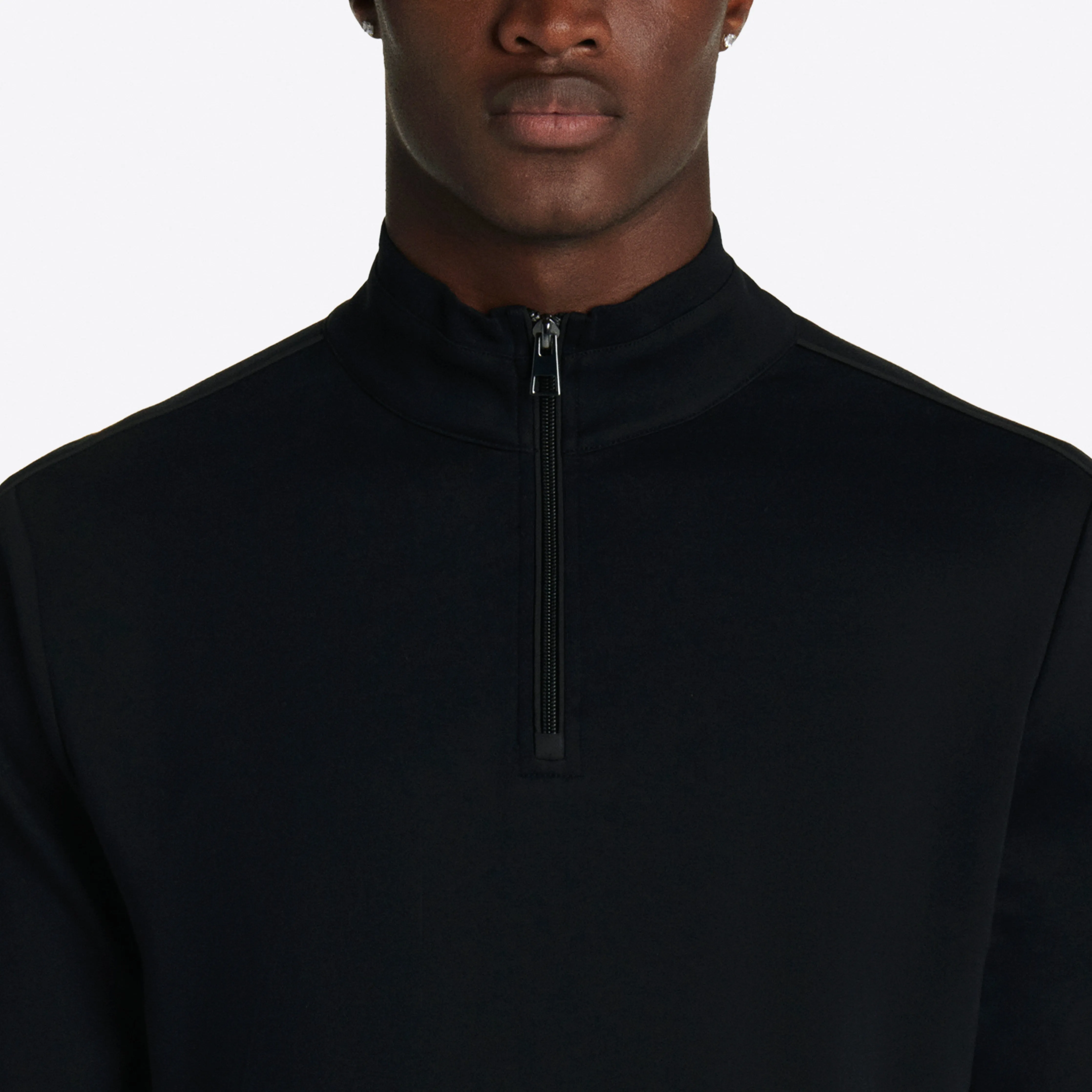 Solid Quarter Zip Mock Neck Pullover