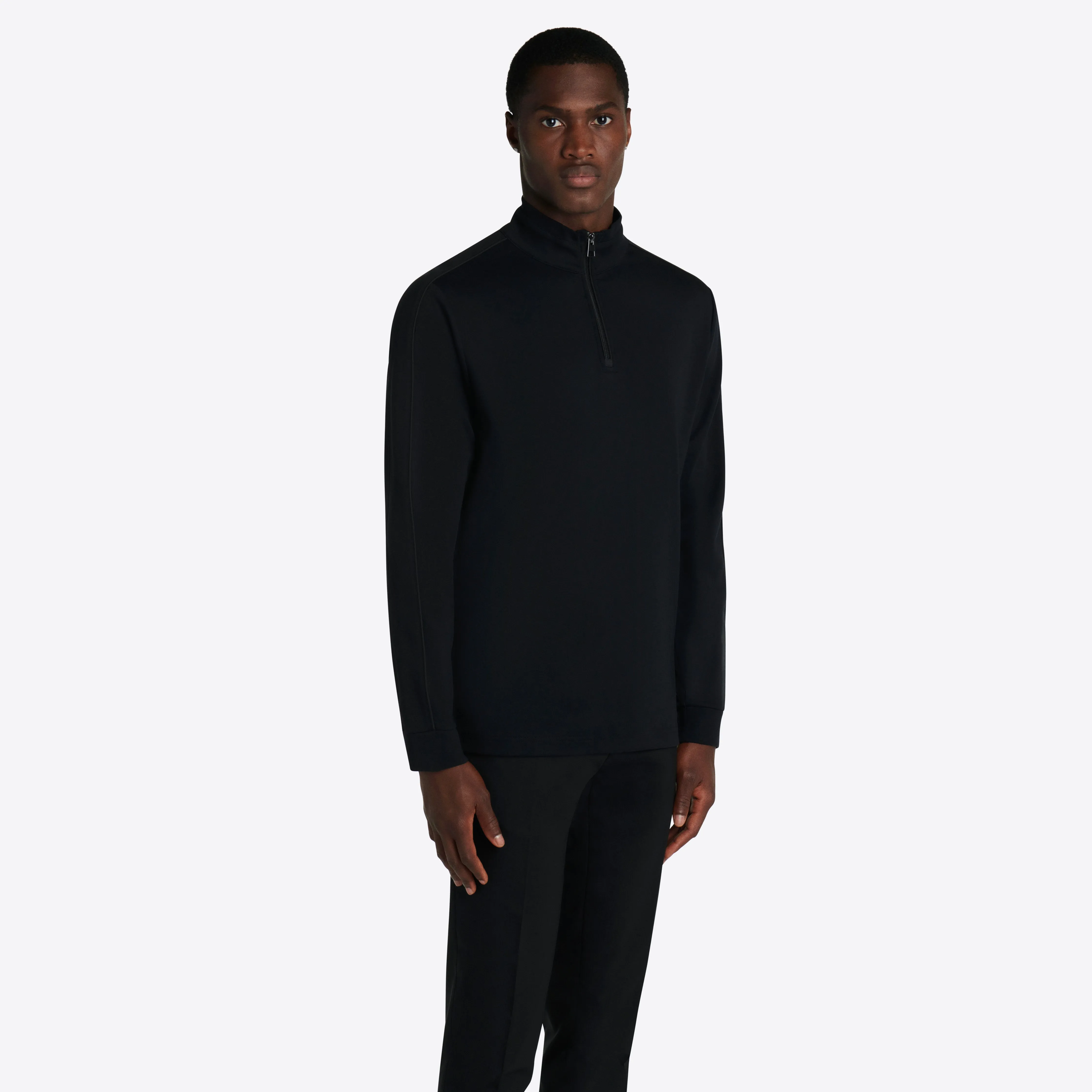 Solid Quarter Zip Mock Neck Pullover