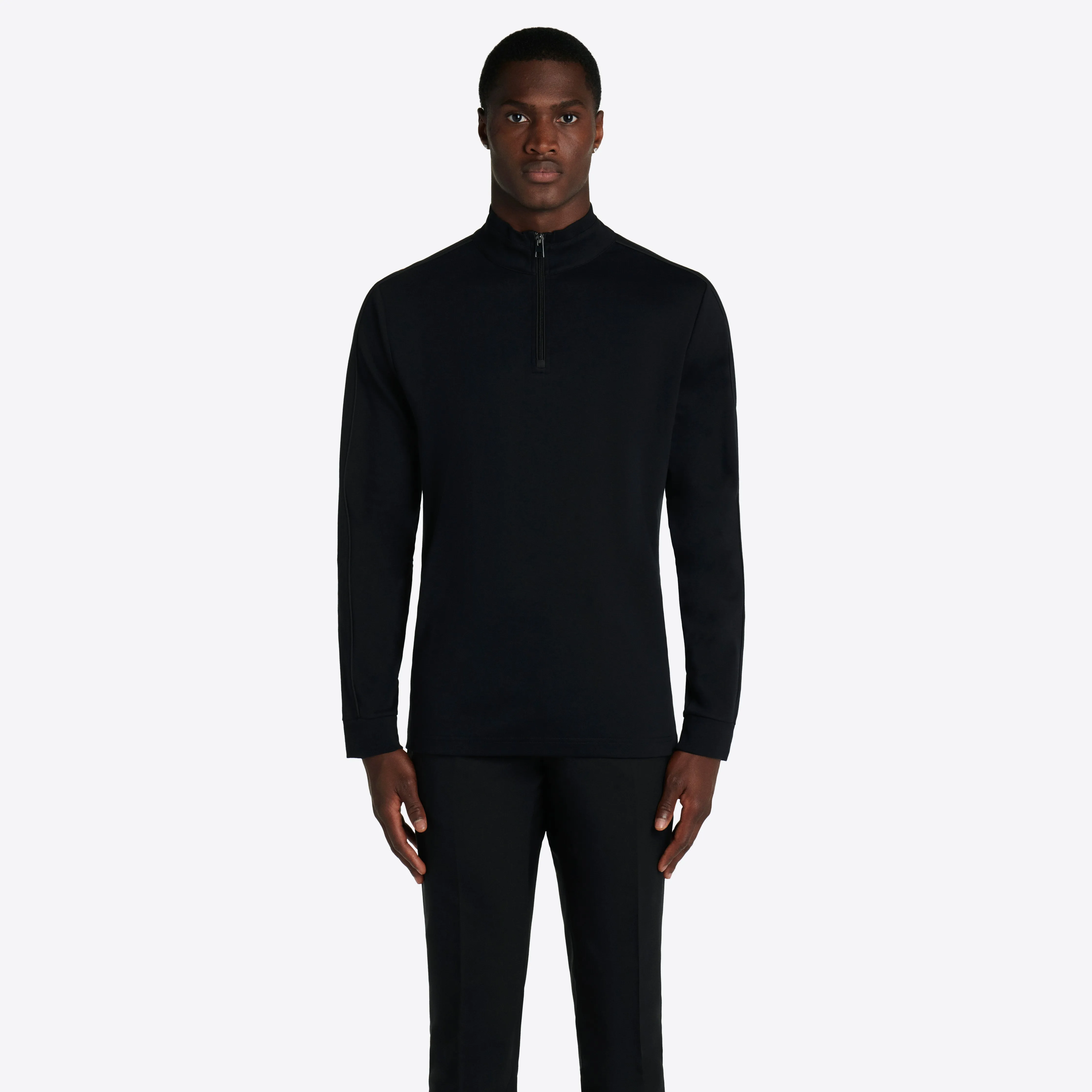 Solid Quarter Zip Mock Neck Pullover