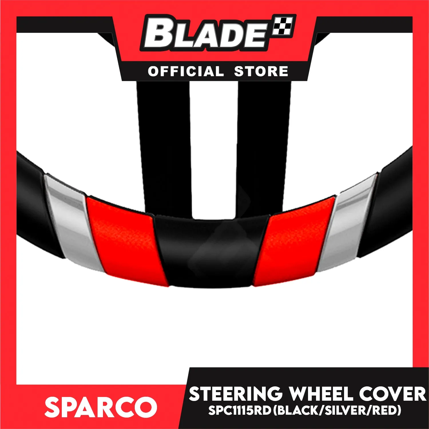 Sparco SPC1115RD Steering Wheel Cover (Black/Red/Silver) for Toyota, Mitsubishi, Honda, Hyundai, Ford, Nissan, Suzuki, Isuzu, Kia, MG and more