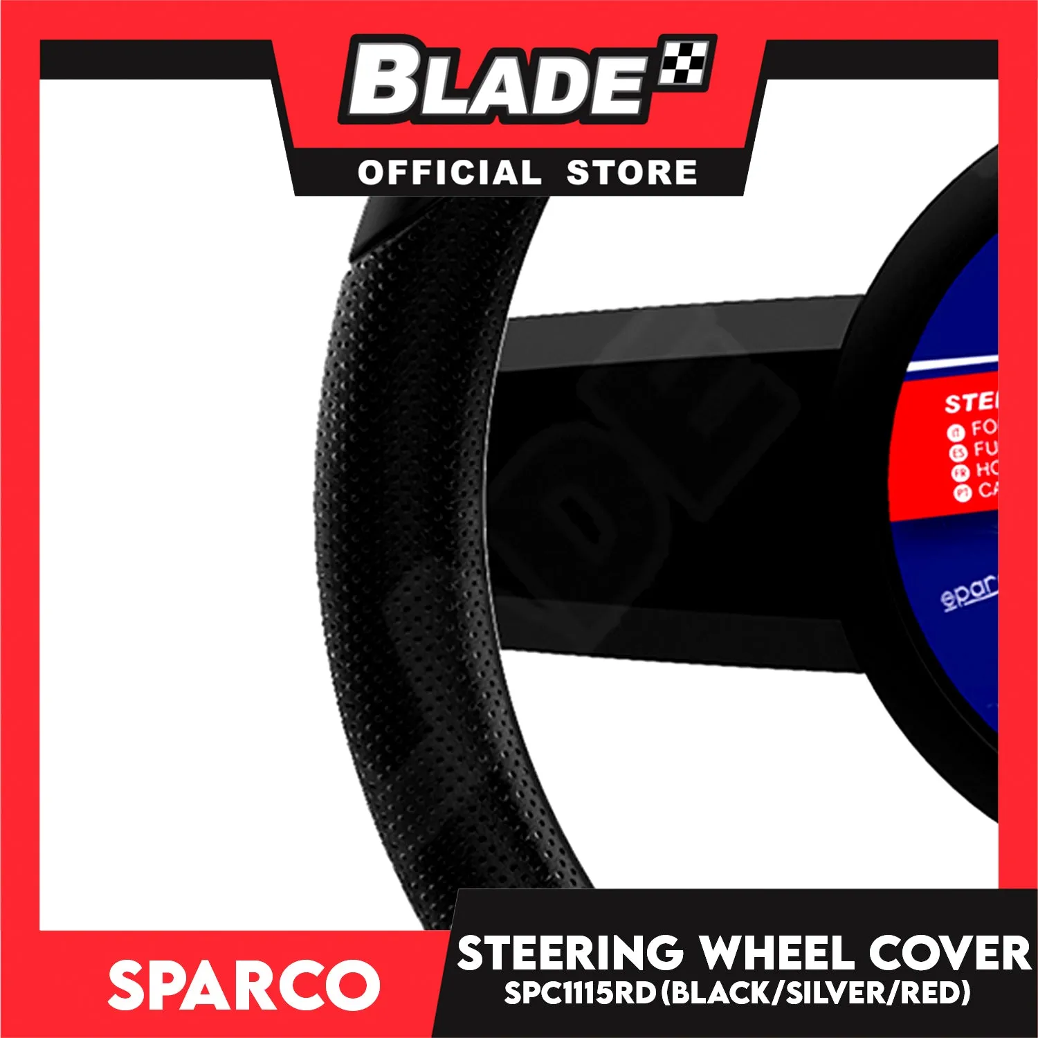 Sparco SPC1115RD Steering Wheel Cover (Black/Red/Silver) for Toyota, Mitsubishi, Honda, Hyundai, Ford, Nissan, Suzuki, Isuzu, Kia, MG and more