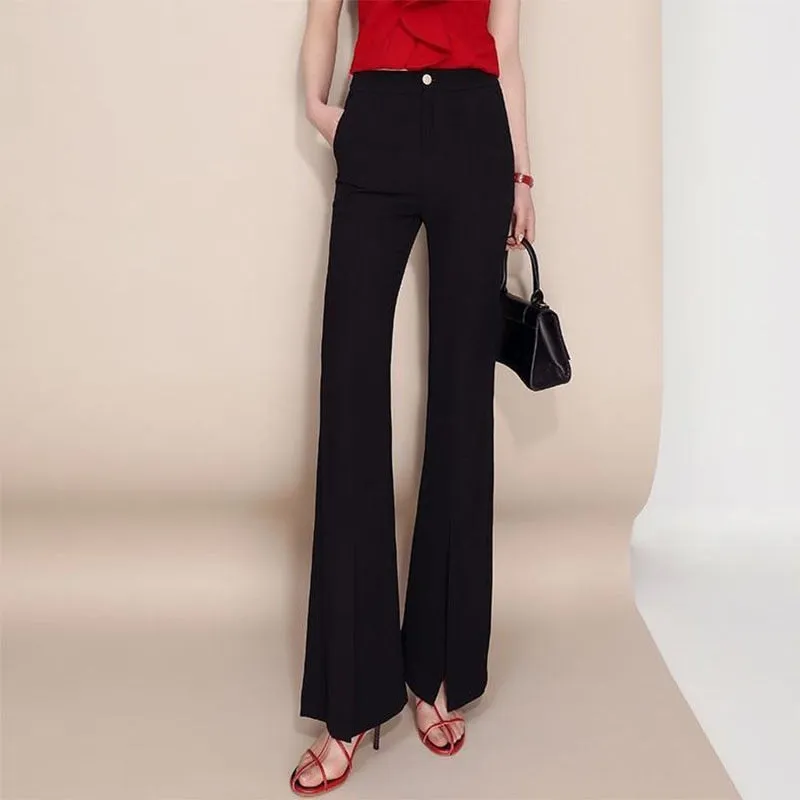 Split Fashion Flare Pants High Waist Trousers