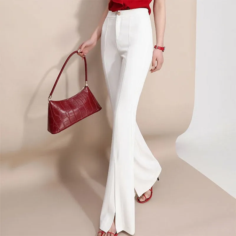 Split Fashion Flare Pants High Waist Trousers