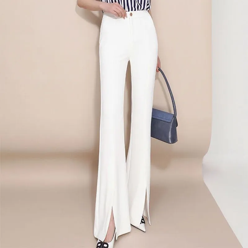 Split Fashion Flare Pants High Waist Trousers