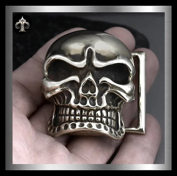 Sterling Silver Tough Biker Skull Belt Buckle