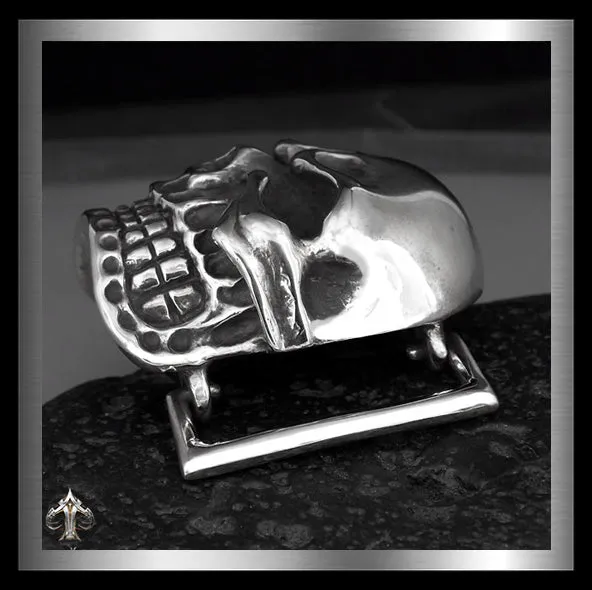 Sterling Silver Tough Biker Skull Belt Buckle