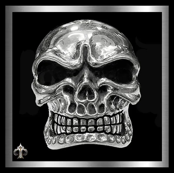 Sterling Silver Tough Biker Skull Belt Buckle